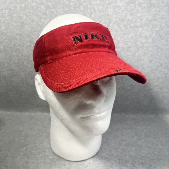 Nike Pro Classics Red Sun Visor Cap Golf Unisex Adult Strap Back Adjustable Logo - Picture 2 of 13